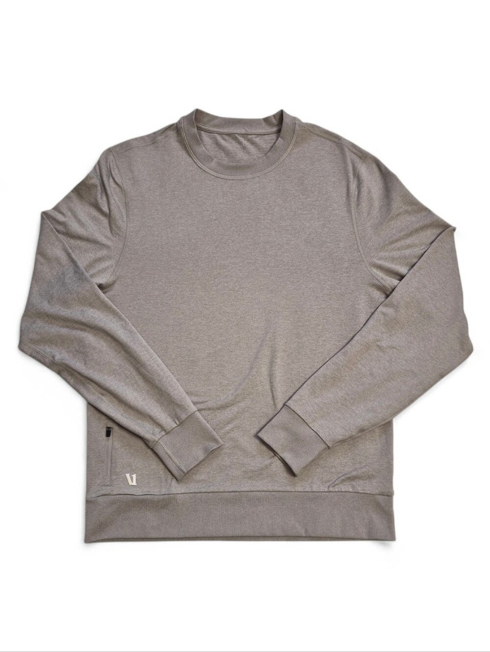 Vuori Ponto Performance Crew Mens Small Truffle Dreamknit Long Sleeve Pocket